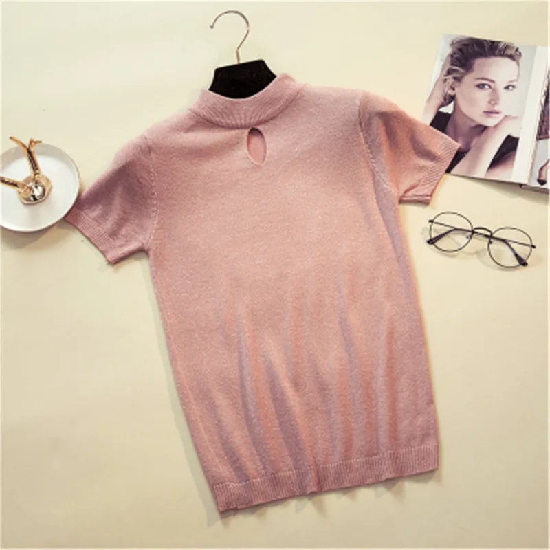 2018 летняя футболка с пайетками Женские трикотажные топы коротким рукавом