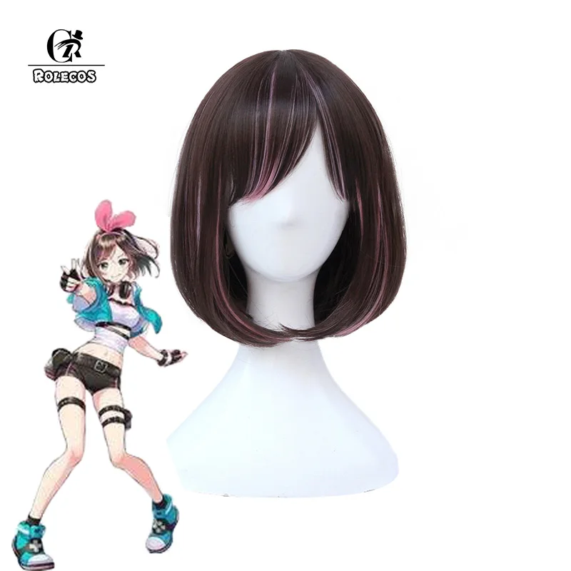 ROLECOS Kizuna AI Косплей головные уборы аниме первый виртуальный Ютуб косплей короткие