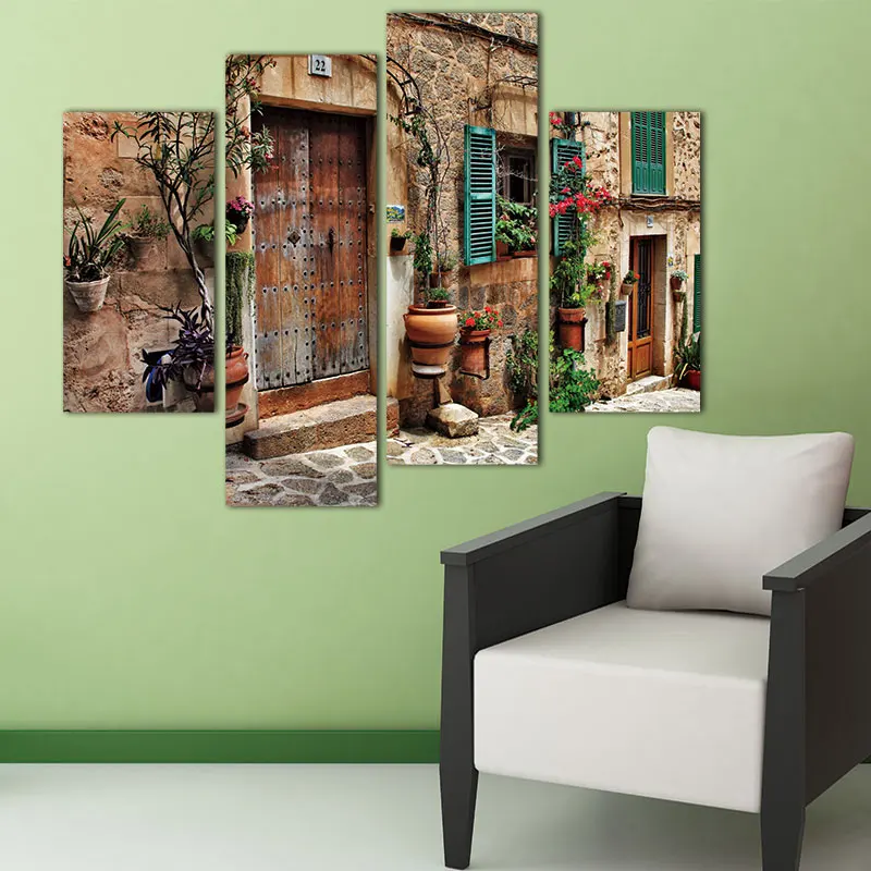 Картина на холсте фотографии архитектуры 4 панели настенное художественное