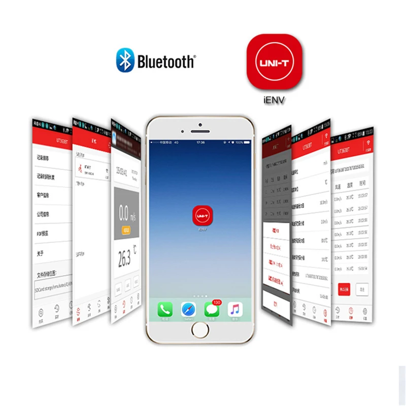UNI-T UT363BT новейший измеритель скорости ветра цифровой Bluetooth Карманный анемометр