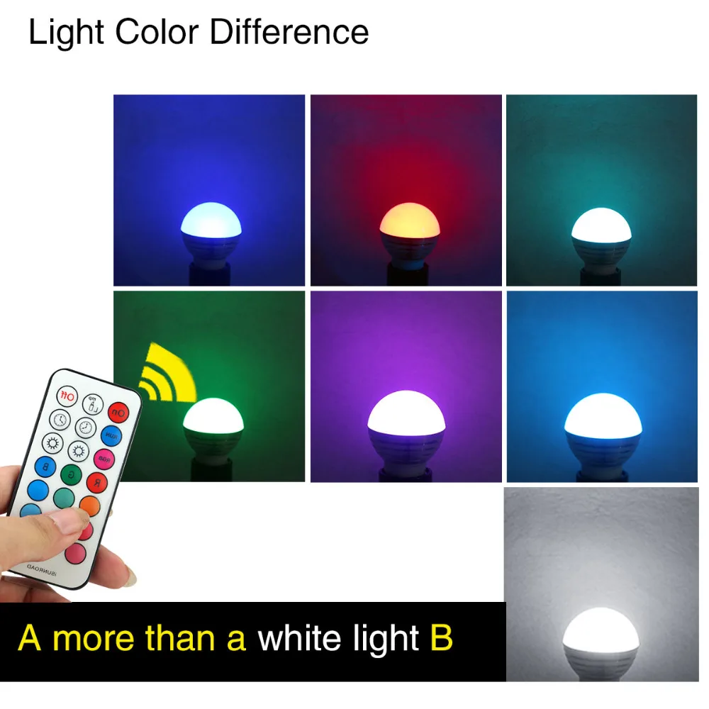 Светодиодный светильник E27 E14 16 цветов меняющий цвет RGB RGBW волшебный переменный
