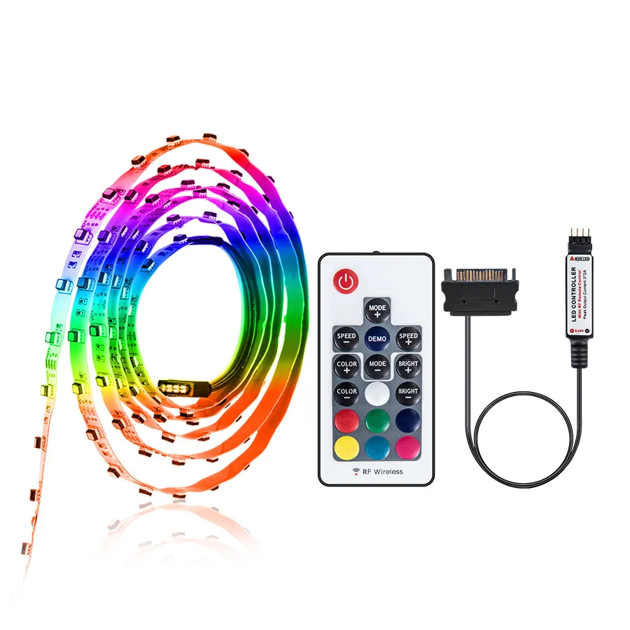 1 м 2 м 3 м RGB Светодиодная лента для компьютера чехол SATA интерфейс 17 ключ RF пульт дистанционного управления SMD 3535 2835 5050 светодиодный Диодная лента 60 светодиодный s/m - Испускаемый цвет: With SATA Controller
