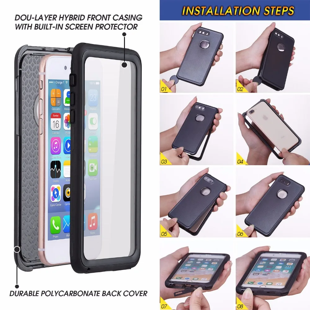 Latest Waterproof Phone Case For iphone X 7 8 PLUS IP68 Shockproof Cover caque |