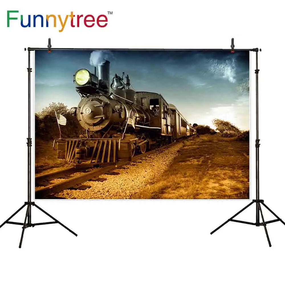 

Фоны для фотосъемки Funnytree, винтажный поезд, уличная реальная сцена, небо, планка, фоны для фотостудии, фотосессия, фотофоны