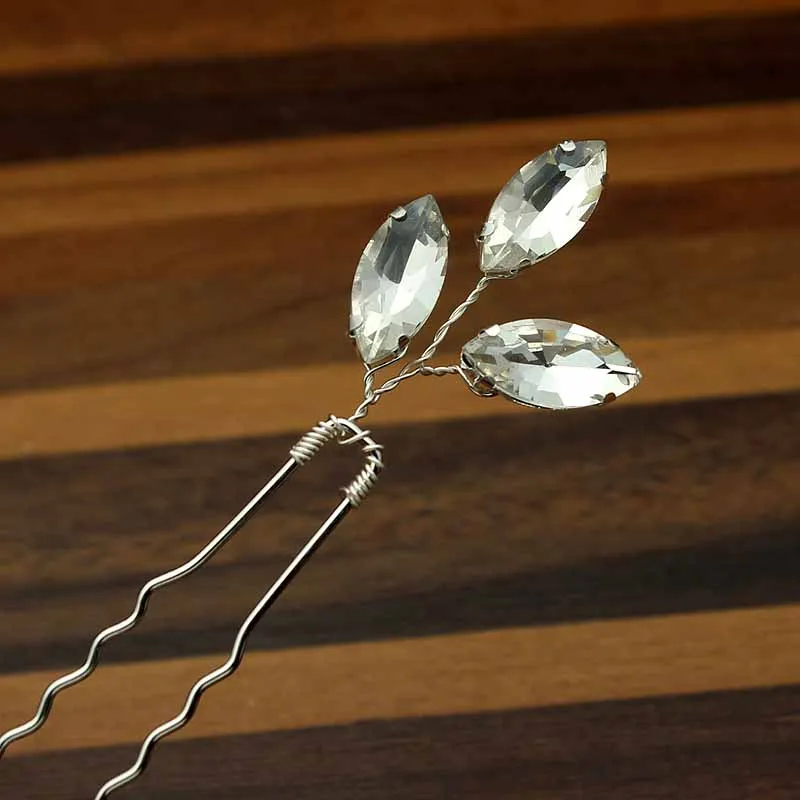 crystal pin Розовое золото Пром невесты аксессуары для волос невесты шпилька для волос с жемчужиной зажим Роскошные хрустальные стразы свадебные шпильки для женщин - Окраска металла: crystal pin