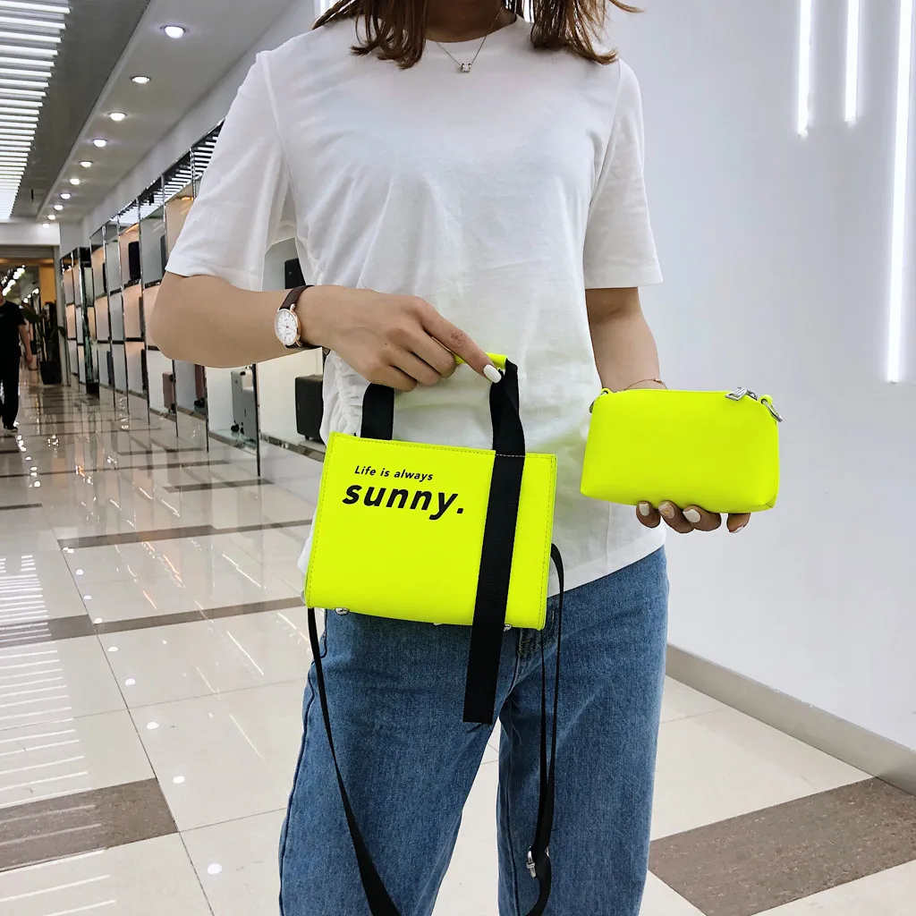 Женская модная флуоресцентная цветная сумка композитная повседневная через