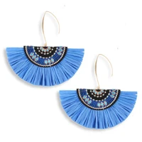 embroidery sector lafite grass tassel earrings bohemia national personality trend pendant earrings chinese women ethnic yarn