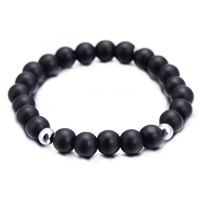 VEKNO 8 мм Черный Природный лавовый Камень Strand браслет для мужчин и женщин Йога