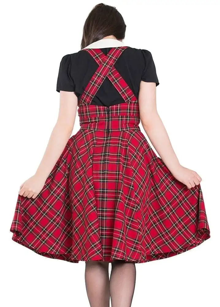 30-зимние женские винтажные 40s Peebles Pinafore Шотландка платье в красном рокабилли pinup brace Свинг платья размера плюс vestidos