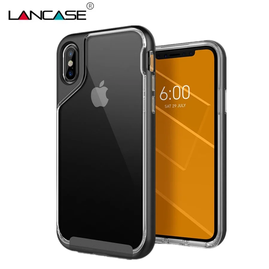 Lancase крышка для iphone х Чехол прозрачный тонкий гибридный 2 в 1 Пластик Жесткий PC