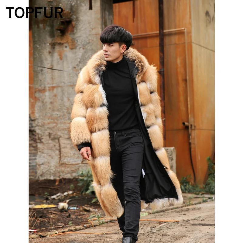TOPFUR 2019 Новое модное длинное пальто для мужчин роскошный из натурального меха