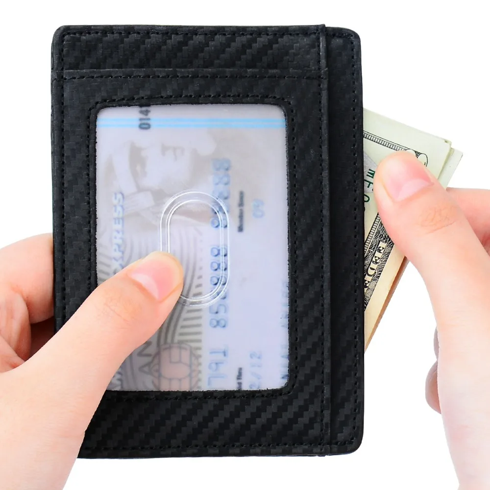 Модный мужской кошелек с защитой от RFID для карт из натуральной кожи держателем