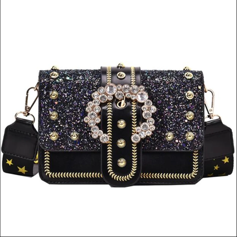 Сумка женская из искусственной кожи с жемчужной цепочкой через плечо qq092 | Багаж и