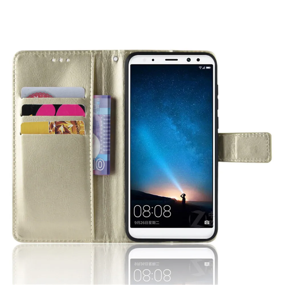 Чехол для Huawei Mate 10 Lite с двумя Sim картами Роскошный кошелек из искусственной кожи