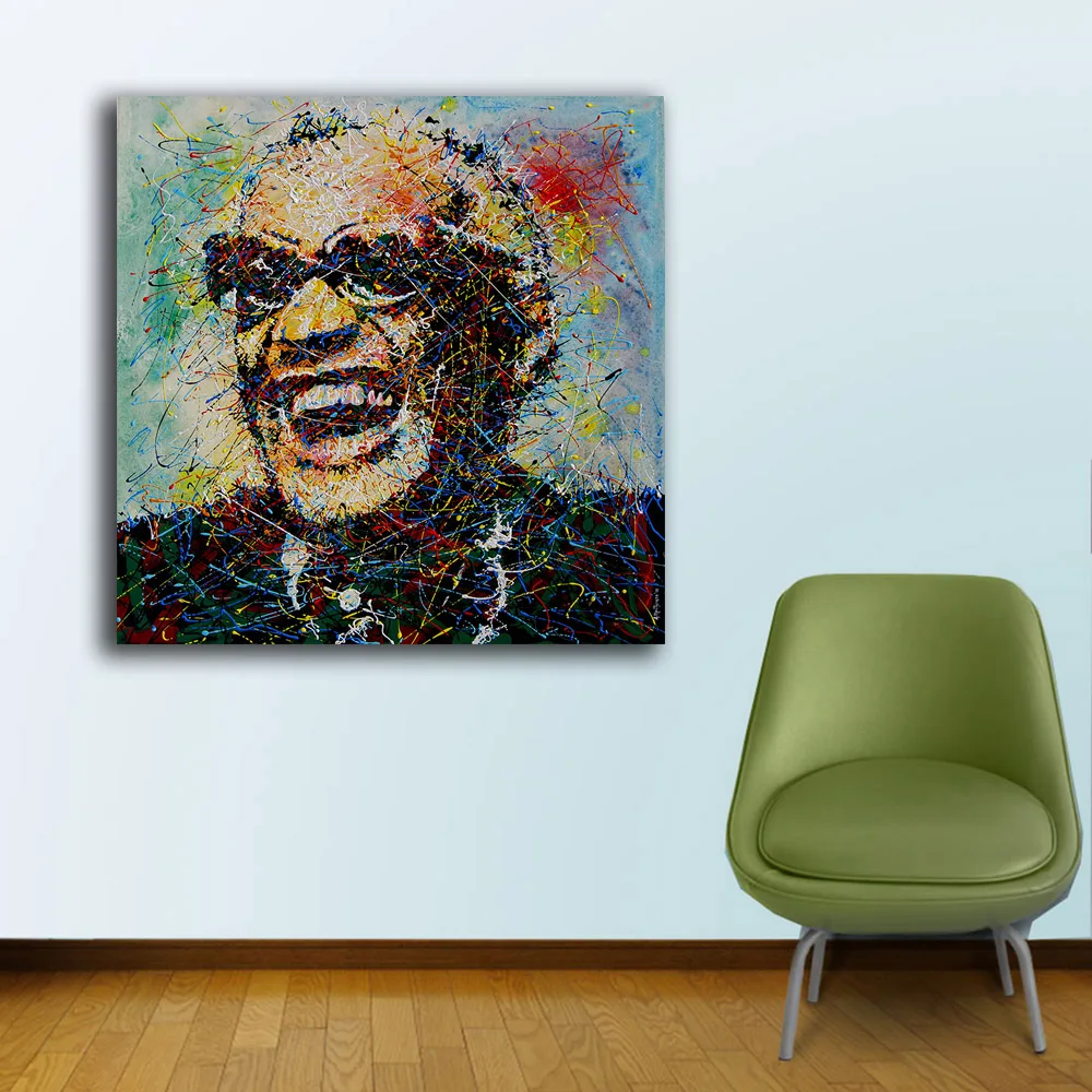 Картина tribute to RAY CHARLES с граффити домашний декор на холсте современное настенное