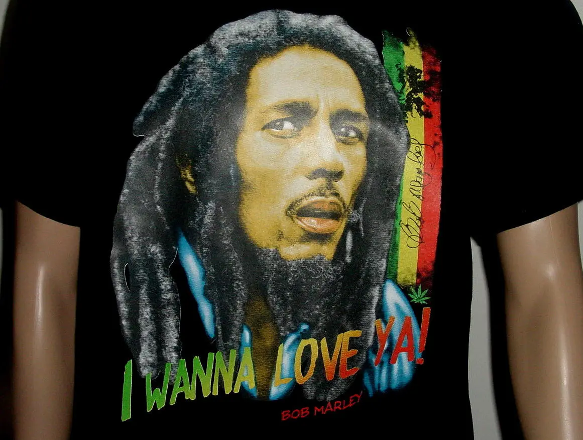 Футболка &quotBob Marley-I WANNA LOVE YA!&quot Осенняя Дамская рубашка S M L XL XXL NEU | Мужская одежда