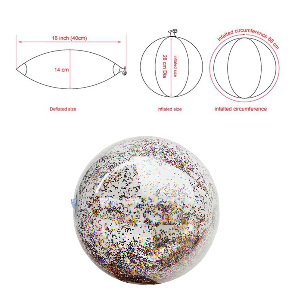 ПВХ пляжный шар круглый надувной блестки InsideChildren Bling прозрачный для плавания