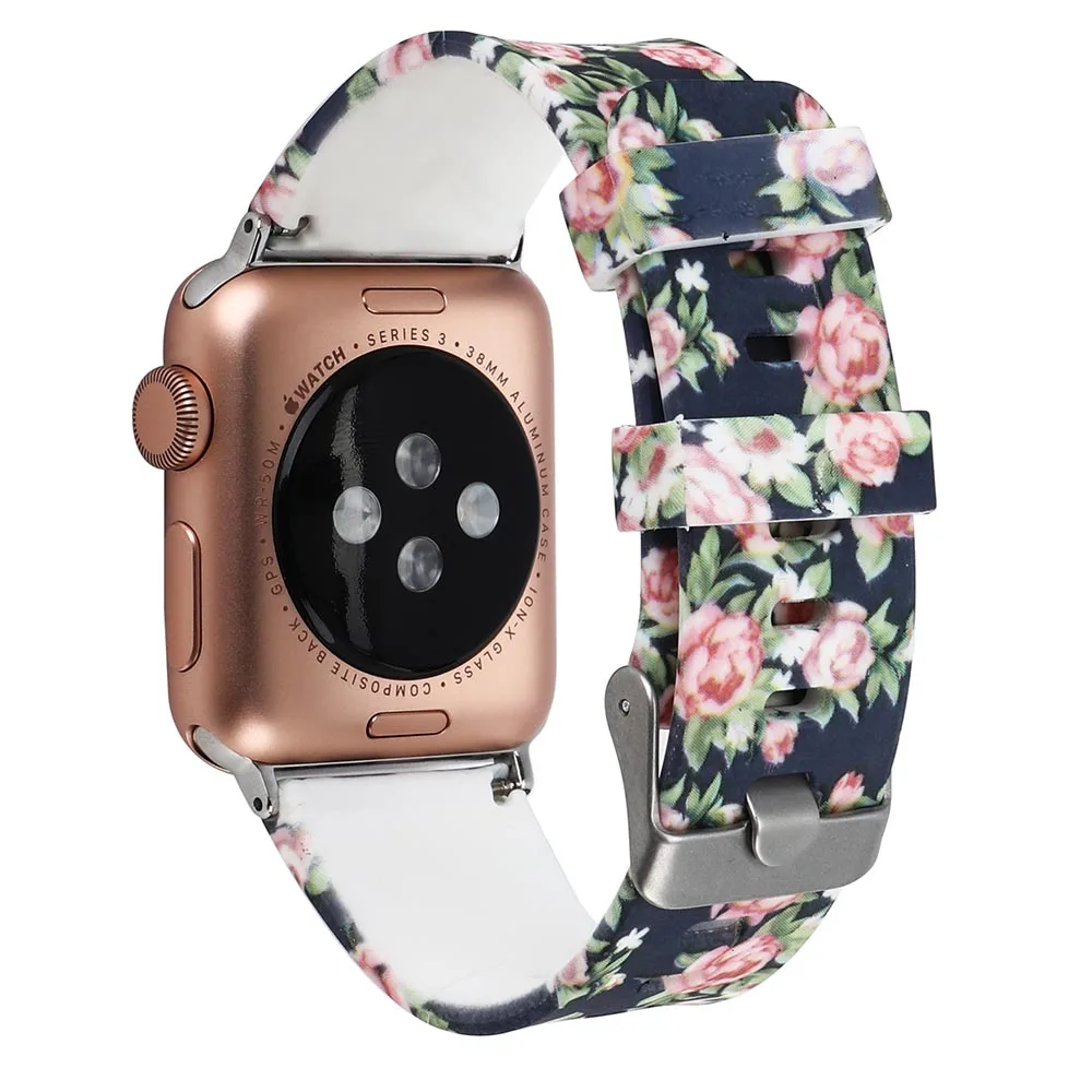 Ремешок спортивный из натурального силикона для Apple watch 3 2 1 4 Iwatch band 42 мм 38 44 40
