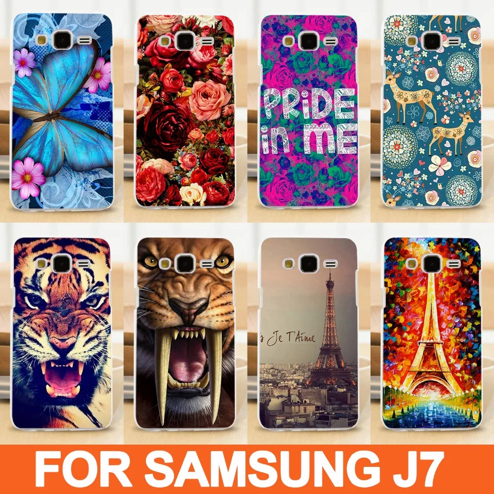 Модный чехол для Samsung Galaxy J7 J700F J700 С Рисунком Тигра льва кота животных цветов