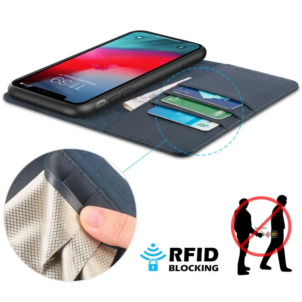 Чехол Кошелек SHIELDON для iPhone XR с натуральной кожей 【кредитная карта holder【rfid