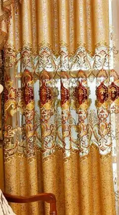 Golden Curtains Европа Золотая роскошная вилла вышитые занавески s для гостиной спальни кухонные оконные шторы отель украшение дома - Цвет: Golden Curtains