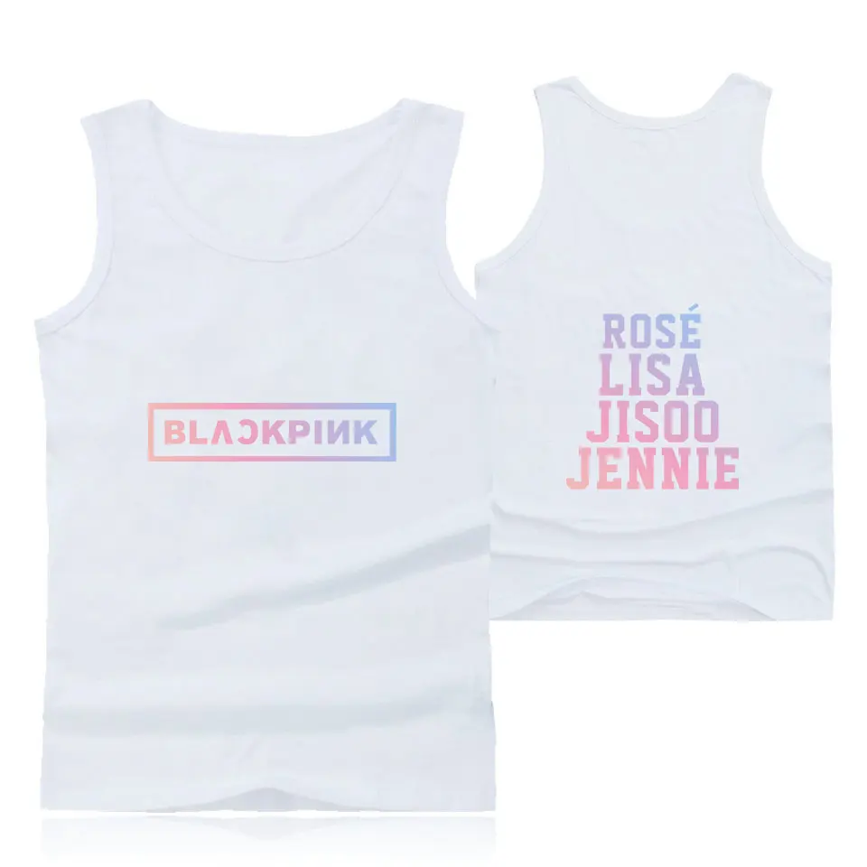 Black Pink Tank Tops New Kpop Summer Harajuku O-neck Casual Cotton Top Tees Funny High Quality Unisex T-shirts | Мужская одежда