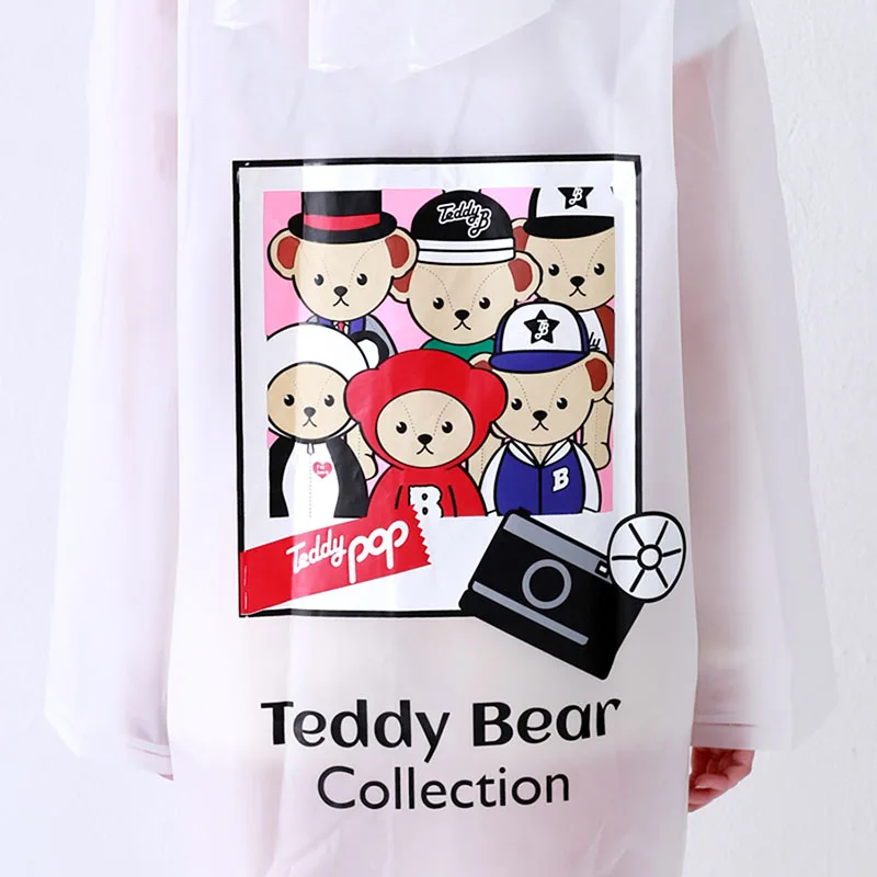 Teddy Bear3 Открытый женский плащ прозрачный походный пончо пластиковый Длинный Плащ дождевик Naisten водонепроницаемый дождевик 60C0125 - Цвет: Teddy Bear3