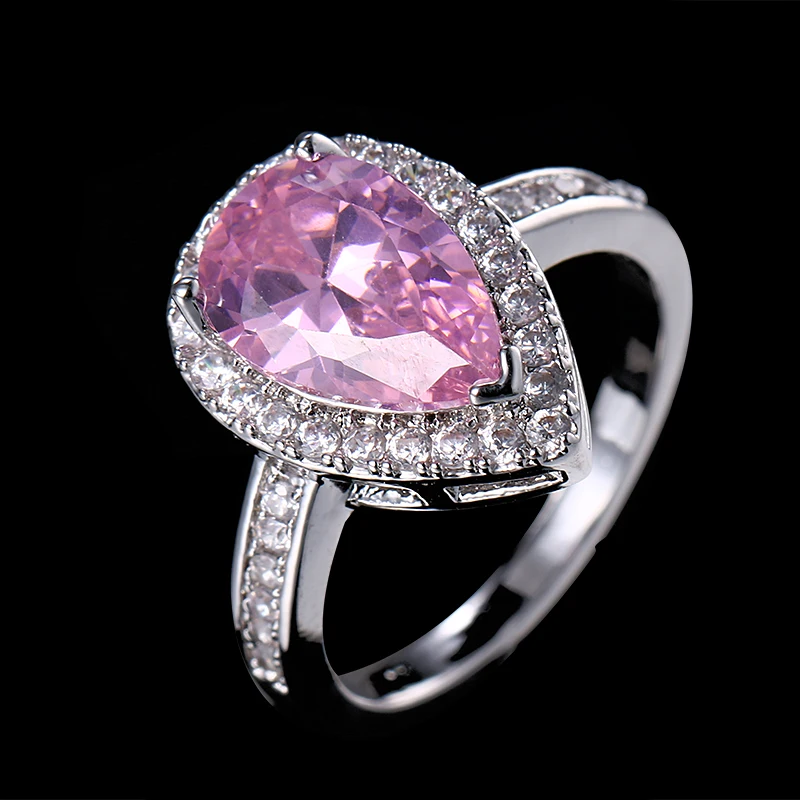 Кольцо EMMAYA JEWELS с фианитом ААА в форме капли воды украшение 3 зубцами и