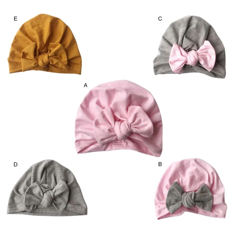 Baby Girl Boys Unisex Hats Bowknot Elastic Turban Cap Cute Soft Infant Hair Accessories 0-3Years | Детская одежда и обувь