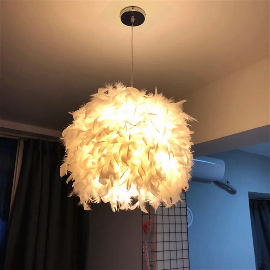 Современная креативная Подвесная лампа с перьями романтическая фантастическими