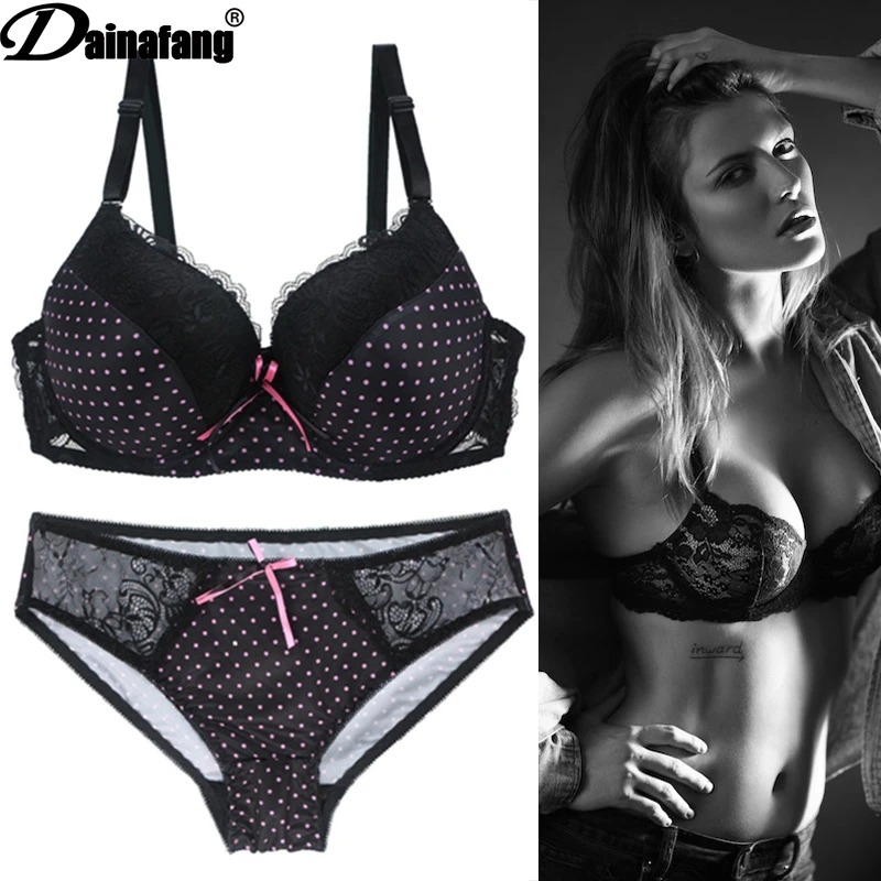 

DaiNaFang New Sexy BCDE Cup Bra Sets Lace Push Up Women Underwear Panties Refreshing France Plus Size Lingerie Suit