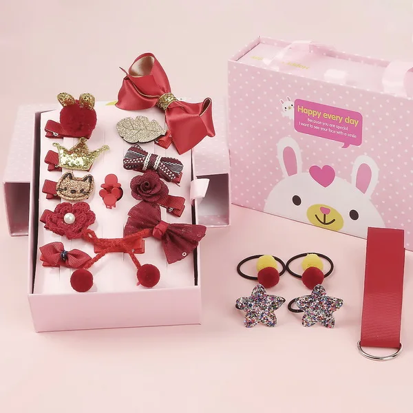 BGD (18PCS) 1 комплект, 18 шт., милые заколки для волос, для девочек, цветы, Мультяшные заколки, для детей ясельного возраста, подарочная упаковка, блестящая, Радужная, фетровая, тканевая заколка для волос - Цвет: BGD (18PCS)