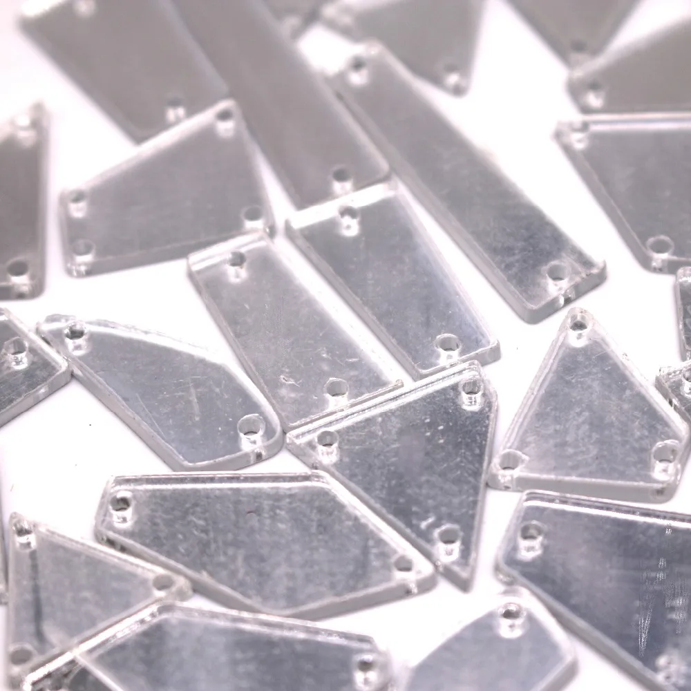 

PEACE Many Shapes Popular Acrylic Mirror Sew on with holes flat back Shiny Sew-on Stone for Dress decoration 50piece