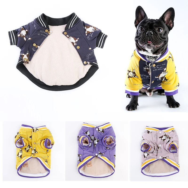 Осенне зимняя одежда для собак мопса французская бульдога рубашка с рисунком