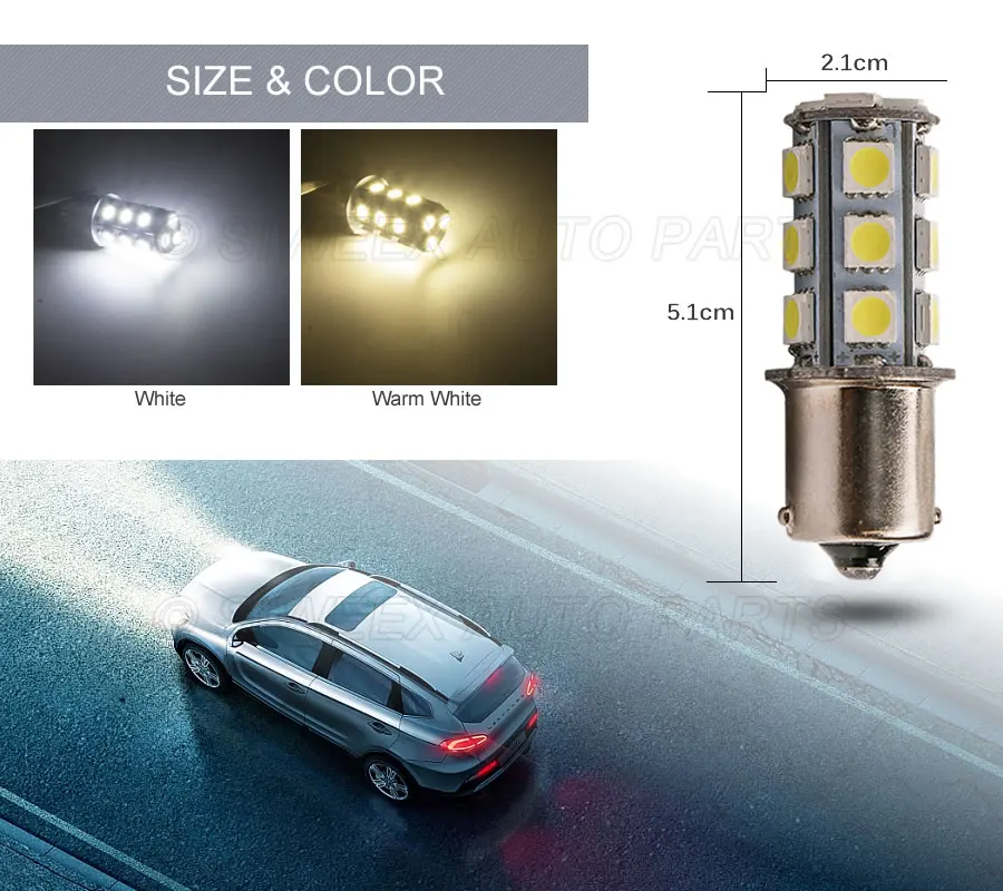 1 шт. BA15S 1156 Автомобильные светодиодные лампы 18 5050 SMD задние стоп сигналы теплый