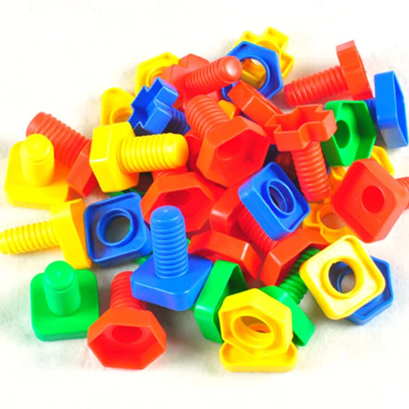 500 г/пакет детские развивающие красочные пластиковые винты гайки
