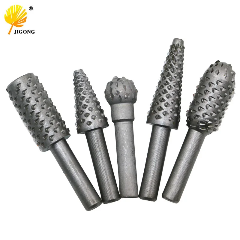 5pc Rotary Rasp File Set 1/4" 6mm Shank Rotary Craft Files Woodworking Drill Bits Rotary Wood Carving Burr File Rasp Wooden File
