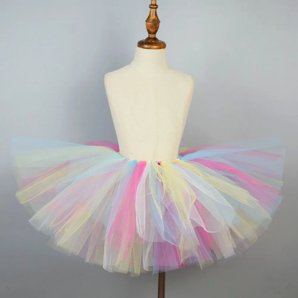 

Girls Fluffy Rainbow Tutu Skirt Baby First Birthday Party Tulle Skirt Kids Dance Ballet Tutus Kids Photo Props Newborn-12Y