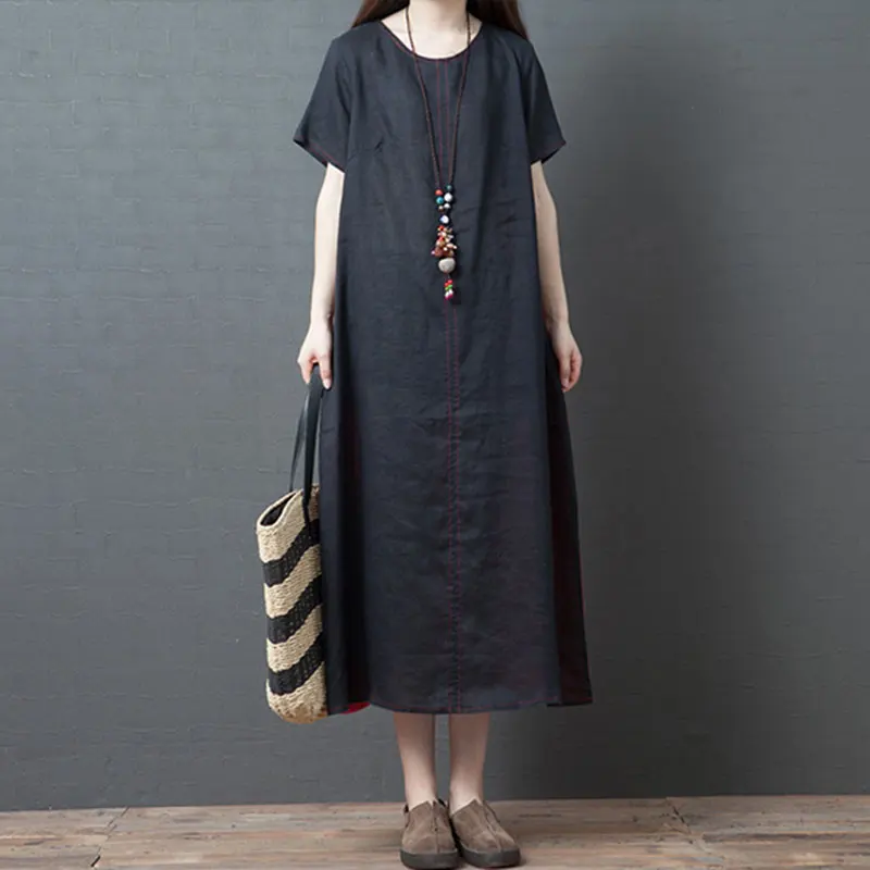 Фото F&je Summer Style Women Dresses Plus Size Cotton Linen Patchwork Vintage Long Dress Female Short Sleeve Casual holiday Y83 Женская F&je Summer Style Women Dresses Plus Size Cotton Linen Patchwork Vintage Long Dress Female Short Sleeve Casual holiday Y83 Женская