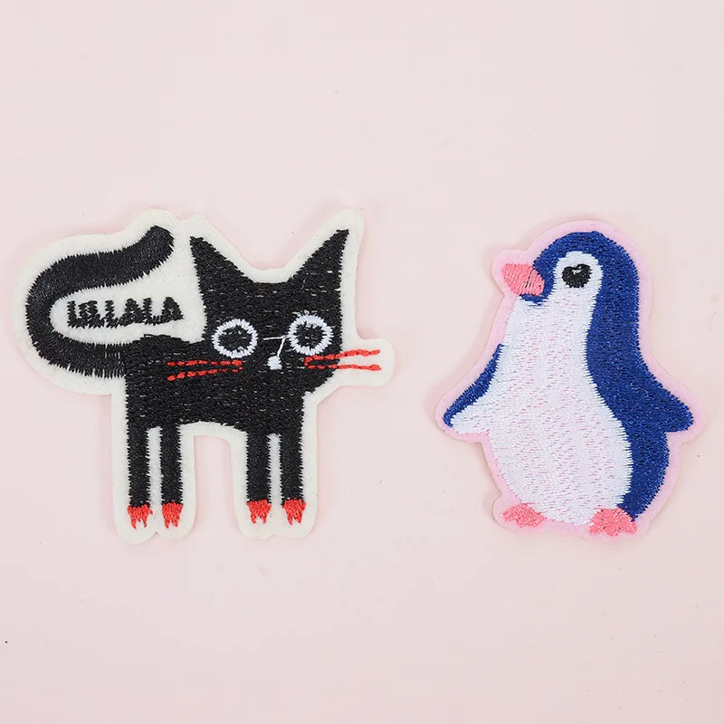 Kawaii Мультяшные нашивки для костюмы Вышитая эмблема аппликация карман милый Кот Вышитые Утюг на заплатка