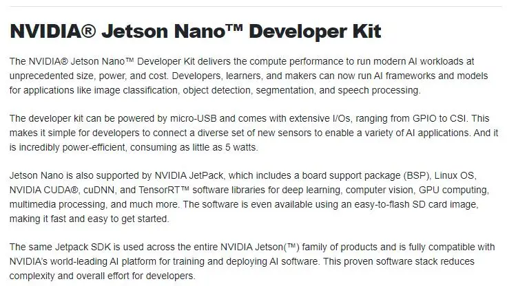 1 шт. x Jetson Nano Developer Kit AI компьютер