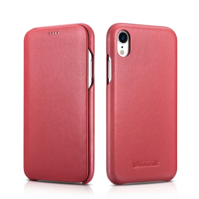 Icarer бренд для iPhone XR чехол из натуральной кожи чехол для телефона s для iPhone XR чехол с изогнутыми краями роскошный Магнитный чехол-книжка - Цвет: For iphone XR Red