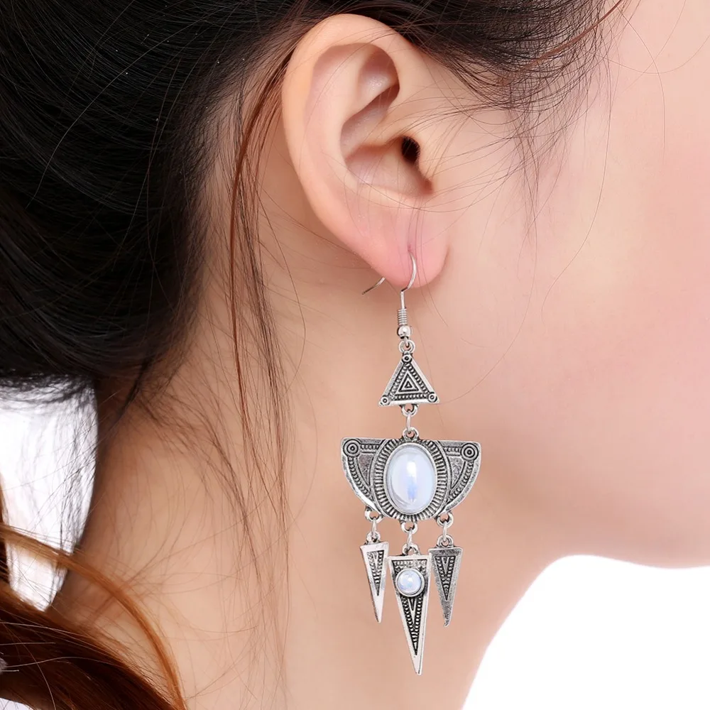 MESTILO Boho Винтаж Щепка жемчужной Овальный Треугольники Jhumka кисточкой серьги для