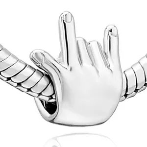 Slide Charm in Sign Language I Love You Charm Beads Fit Pandora Bracelet