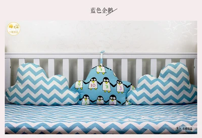penguin 95cm Комплект из 3 предметов, Детские бамперы для кроватки в форме облаков, защита для кроватки для новорожденных, Комплект постельного белья для детской кроватки, декор для детской комнаты, подушки для кроватки - Цвет: penguin 95cm