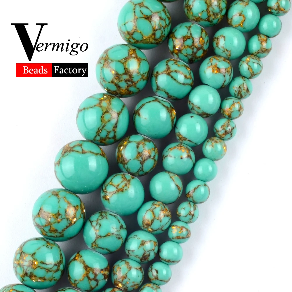

Feee Shipping Natural Stone Beads Green Turquoises Round Spacer Beads For Jewelry Making 4 6 8 10mm Diy Bracelet Jewellery 15"