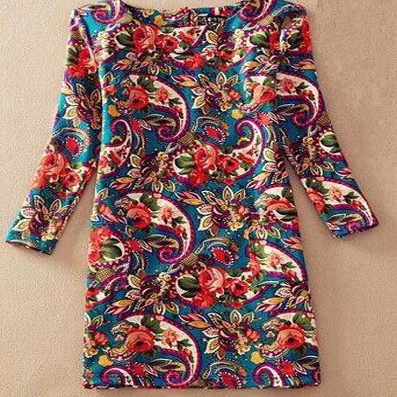 Женское Ретро Повседневное платье размера плюс с принтом элегантное женское