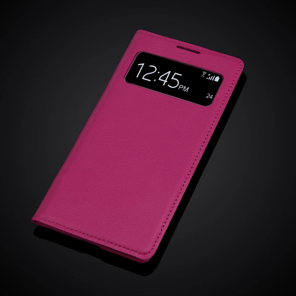 Кожаный чехол-книжка с окошком для Samsung Galaxy S4 SIV i9500 | Мобильные телефоны и