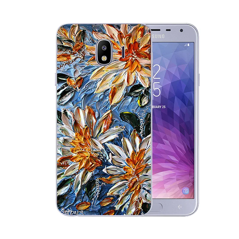 ТПУ для Galaxy J4 2018 J400 SM-J400F чехлы телефонов с узором Marb матовый черный защитный чехол