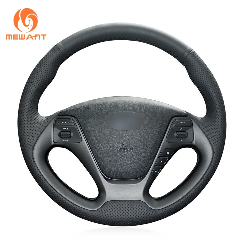 MEWANT Black Artificial Leather Steering Wheel Cover for Kia Ceed Cee'd 2 Proceed Pro Ceed GT Forte 5 Koup Cerato 3 2012-2018